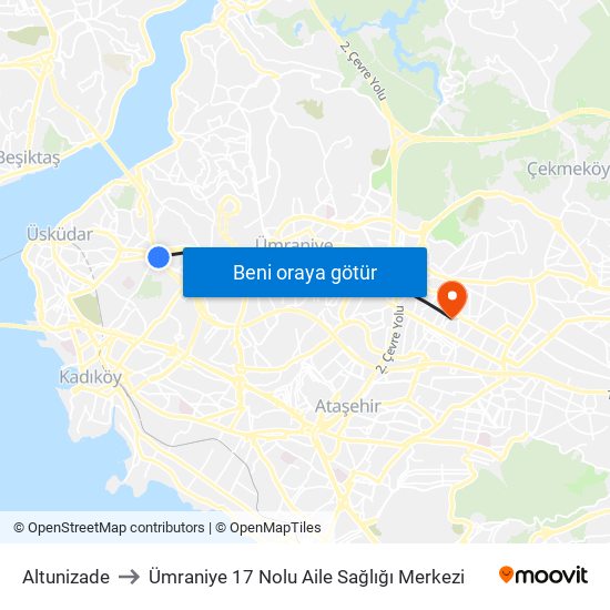 Altunizade to Ümraniye 17 Nolu Aile Sağlığı Merkezi map