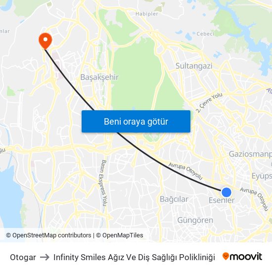 Otogar to Infinity Smiles Ağız Ve Diş Sağlığı Polikliniği map