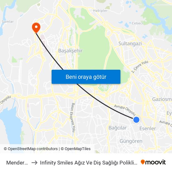 Menderes to Infinity Smiles Ağız Ve Diş Sağlığı Polikliniği map