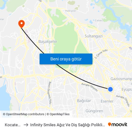 Kocatepe to Infinity Smiles Ağız Ve Diş Sağlığı Polikliniği map