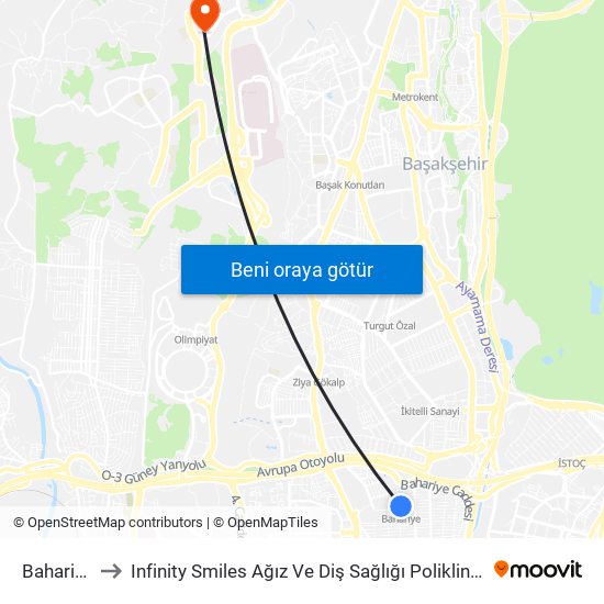 Bahariye to Infinity Smiles Ağız Ve Diş Sağlığı Polikliniği map