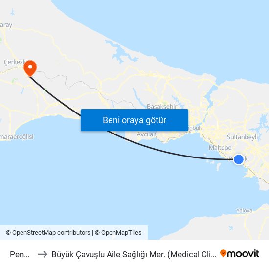 Pendik to Büyük Çavuşlu Aile Sağlığı Mer. (Medical Clinic) map