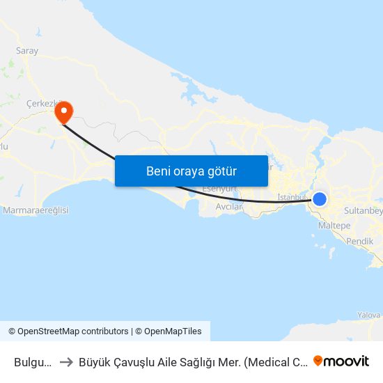 Bulgurlu to Büyük Çavuşlu Aile Sağlığı Mer. (Medical Clinic) map