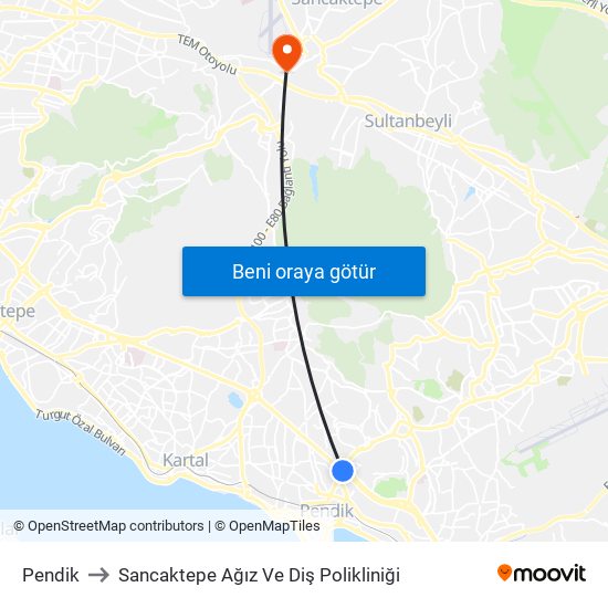 Pendik to Sancaktepe Ağız Ve Diş Polikliniği map