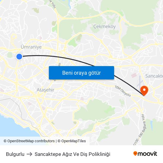 Bulgurlu to Sancaktepe Ağız Ve Diş Polikliniği map