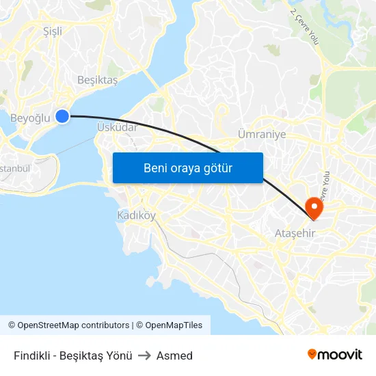Fındıklı - Beşiktaş Yönü to Asmed map