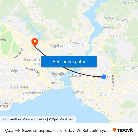 Çarşı to Gaziosmanpaşa Fizik Tedavi Ve Rehabilitisyon Hastanesi map
