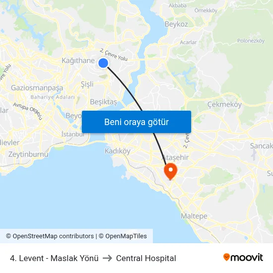 4. Levent - Maslak Yönü to Central Hospital map