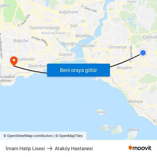 İmam Hatip Lisesi to Ataköy Hastanesi map