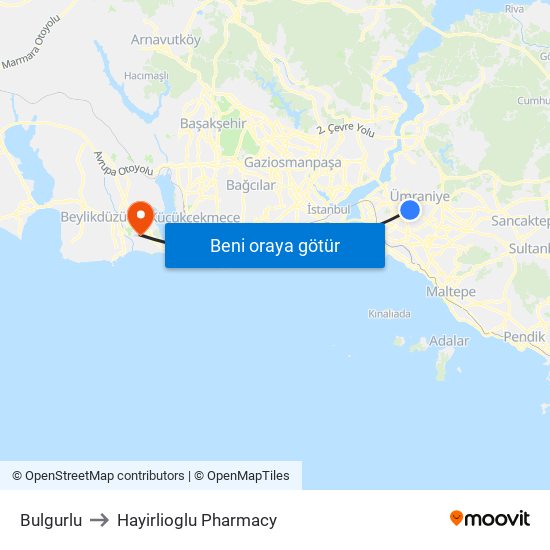 Bulgurlu to Hayirlioglu Pharmacy map