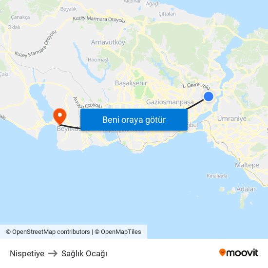 Nispetiye to Sağlık Ocağı map