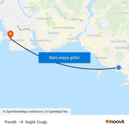 Pendik to Sağlık Ocağı map