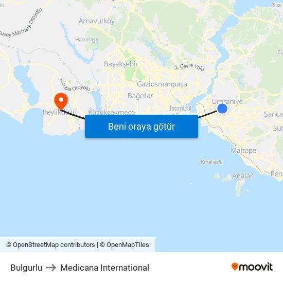 Bulgurlu to Medicana International map