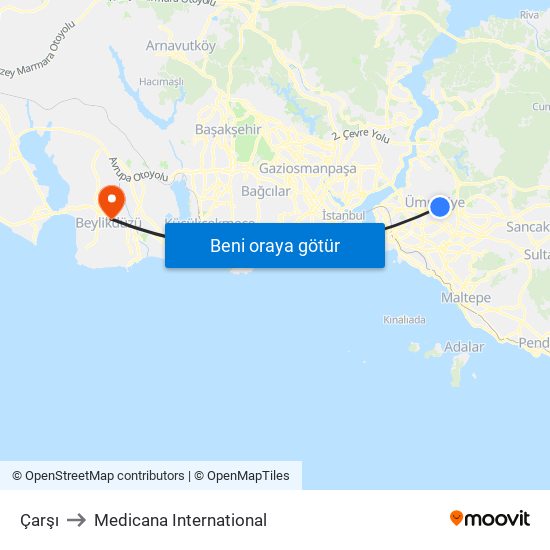 Çarşı to Medicana International map