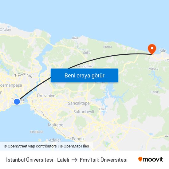 İstanbul Üniversitesi - Laleli to Fmv Işık Üniversitesi map