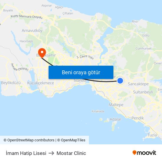 İmam Hatip Lisesi to Mostar Clinic map