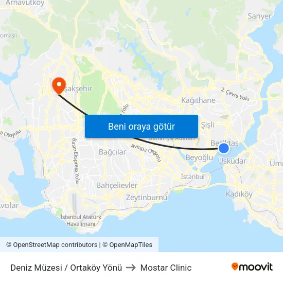 Deniz Müzesi / Ortaköy Yönü to Mostar Clinic map
