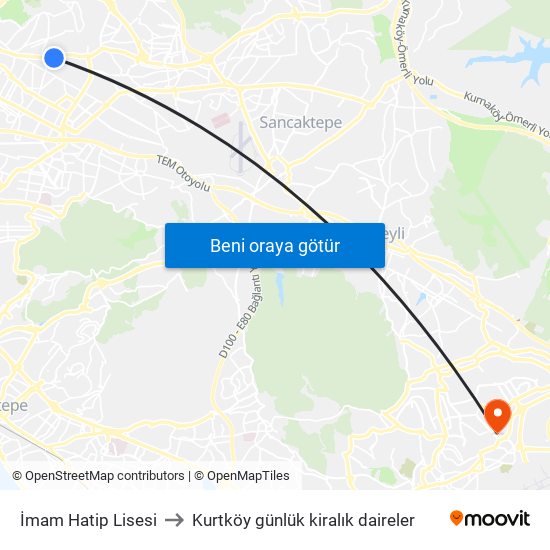 İmam Hatip Lisesi to Kurtköy günlük kiralık daireler map