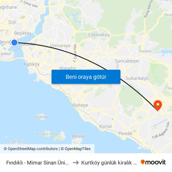 Fındıklı - Mimar Sinan Üniversitesi to Kurtköy günlük kiralık daireler map