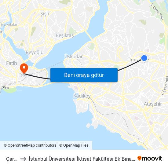 Çarşı to İstanbul Üniversitesi İktisat Fakültesi Ek Bina 2 map