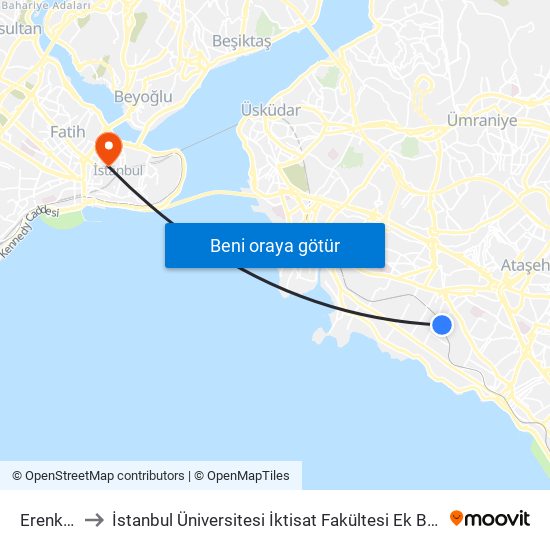 Erenköy to İstanbul Üniversitesi İktisat Fakültesi Ek Bina 2 map
