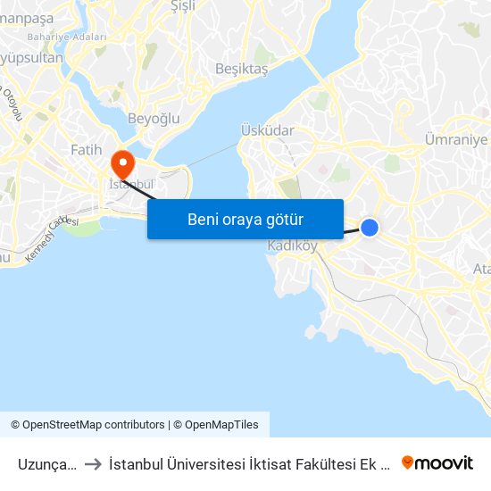 Uzunçayır to İstanbul Üniversitesi İktisat Fakültesi Ek Bina 2 map