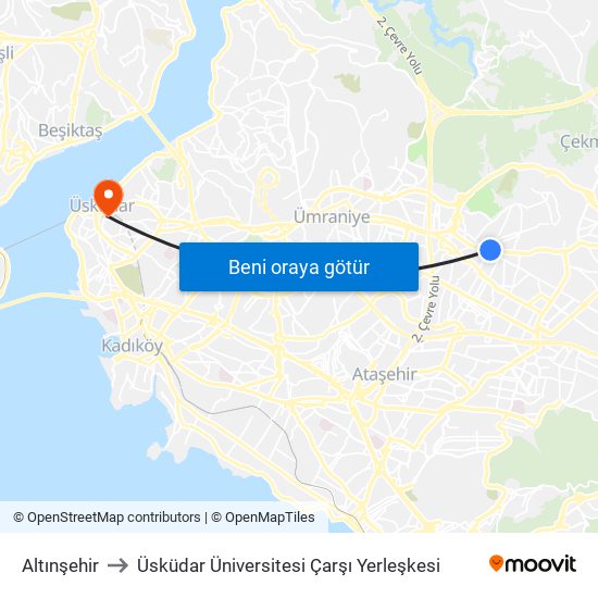 Altınşehir to Üsküdar Üniversitesi Çarşı Yerleşkesi map