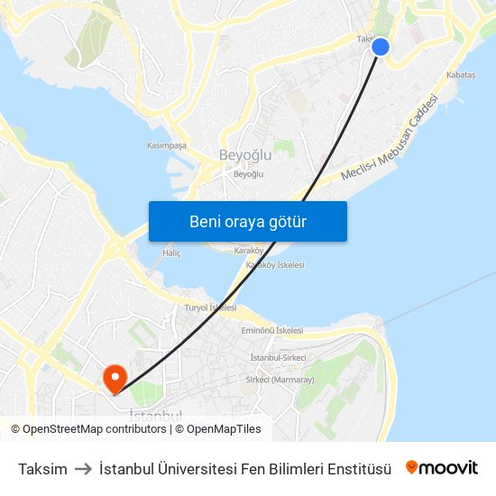 Taksim to İstanbul Üniversitesi Fen Bilimleri Enstitüsü map