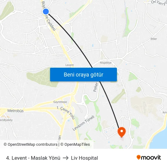 4. Levent - Maslak Yönü to Liv Hospital map