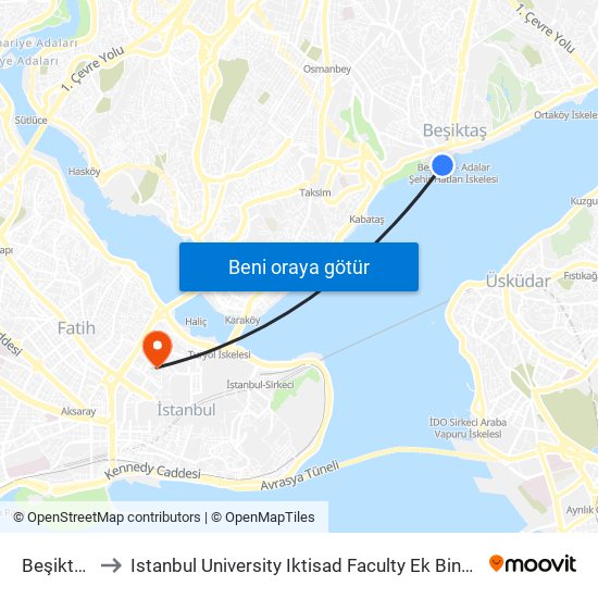 Beşiktaş to Istanbul University Iktisad Faculty Ek Bina 1 map