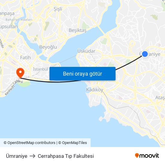 Ümraniye to Cerrahpasa Tıp Fakultesi map