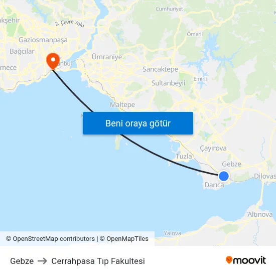 Gebze to Cerrahpasa Tıp Fakultesi map