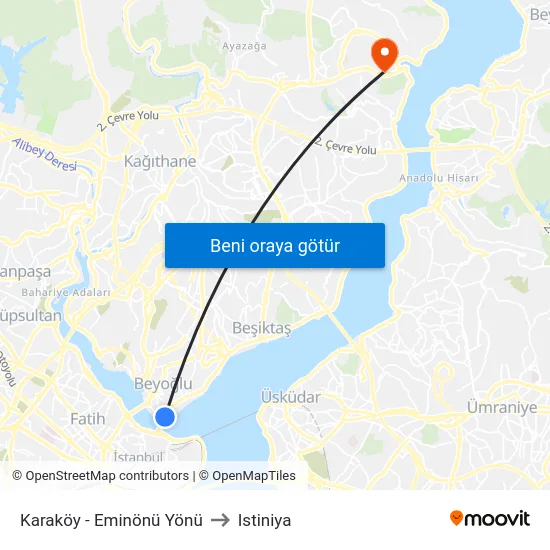 Karaköy - Eminönü Yönü to Istiniya map