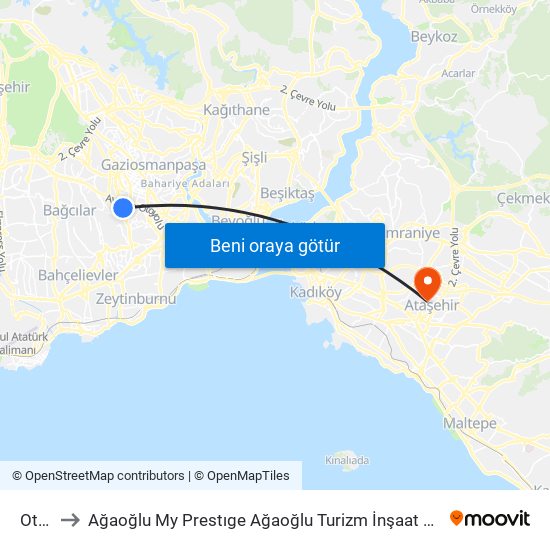 Otogar to Ağaoğlu My Prestıge Ağaoğlu Turizm İnşaat Anonim Şirket Helikopter Pisti map