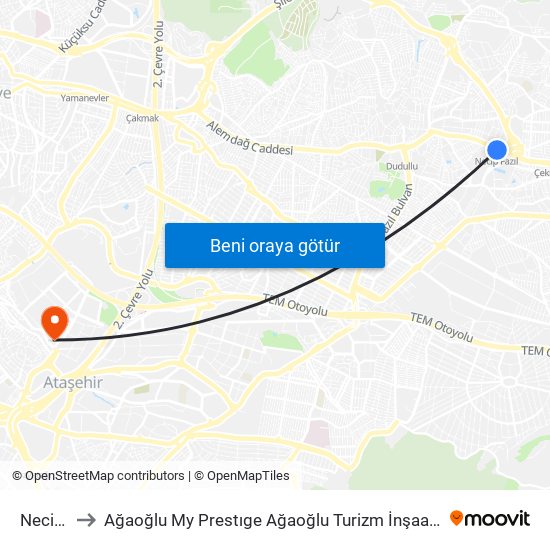 Necip Fazıl to Ağaoğlu My Prestıge Ağaoğlu Turizm İnşaat Anonim Şirket Helikopter Pisti map