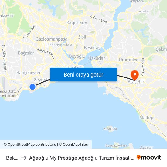 Bakırköy to Ağaoğlu My Prestıge Ağaoğlu Turizm İnşaat Anonim Şirket Helikopter Pisti map