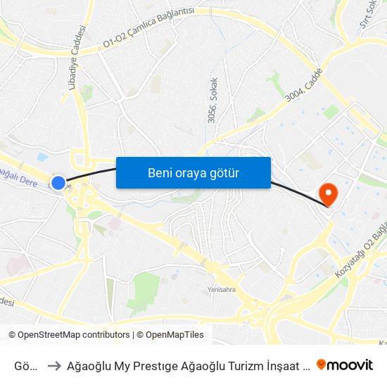 Göztepe to Ağaoğlu My Prestıge Ağaoğlu Turizm İnşaat Anonim Şirket Helikopter Pisti map