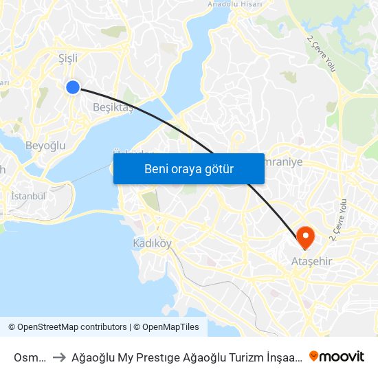 Osmanbey to Ağaoğlu My Prestıge Ağaoğlu Turizm İnşaat Anonim Şirket Helikopter Pisti map