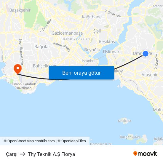 Çarşı to Thy Teknik A.Ş Florya map