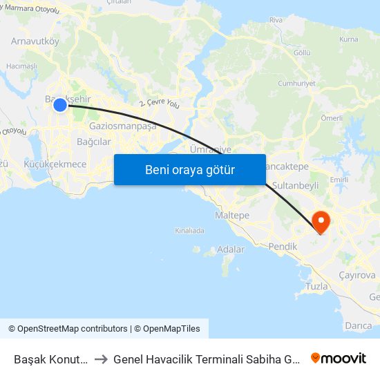 Başak Konutları to Genel Havacilik Terminali Sabiha Gokcen map