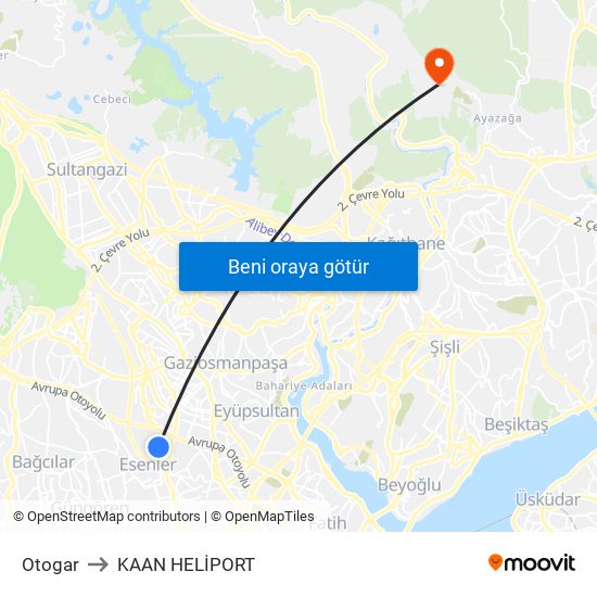 Otogar to KAAN HELİPORT map