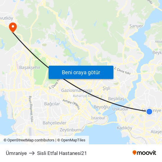 Ümraniye to Sisli Etfal Hastanesi21 map