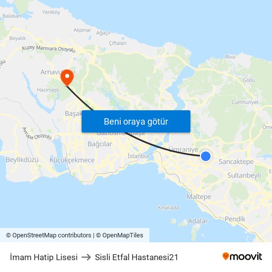 İmam Hatip Lisesi to Sisli Etfal Hastanesi21 map