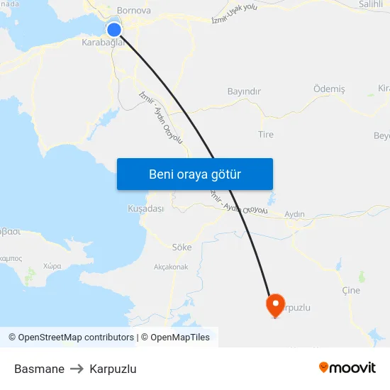 Basmane to Karpuzlu map