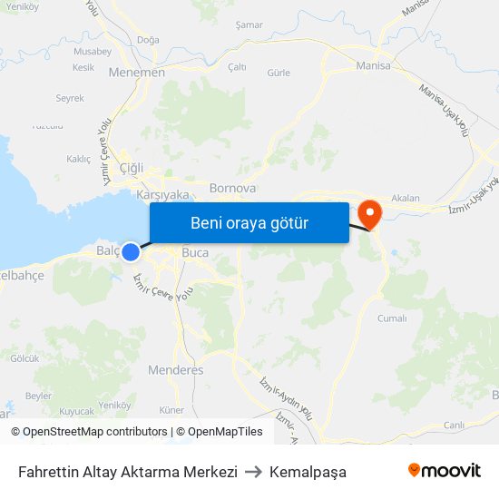 Fahrettin Altay Aktarma Merkezi to Kemalpaşa map