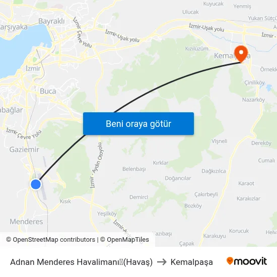 Adnan Menderes Havalimanı✈(Havaş) to Kemalpaşa map