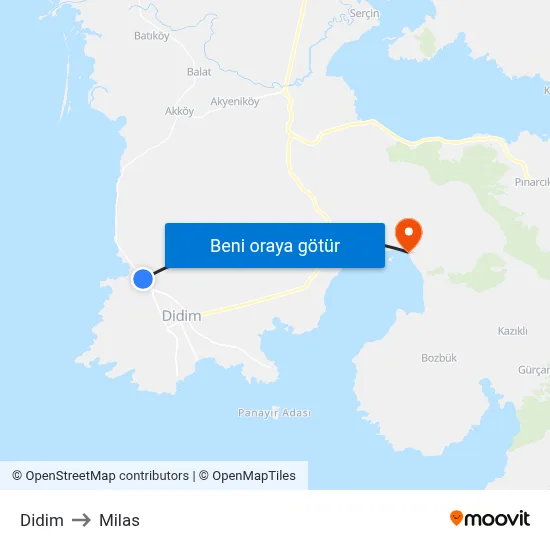 Didim to Milas map