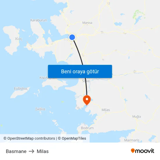 Basmane to Milas map