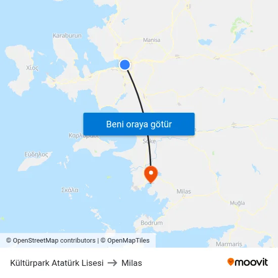 Kültürpark Atatürk Lisesi to Milas map