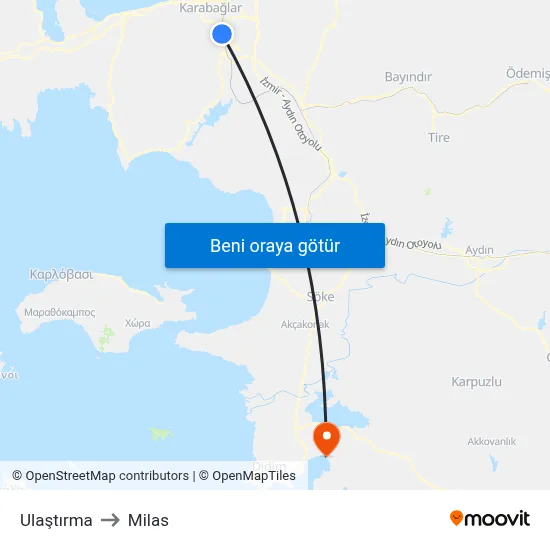 Ulaştırma to Milas map